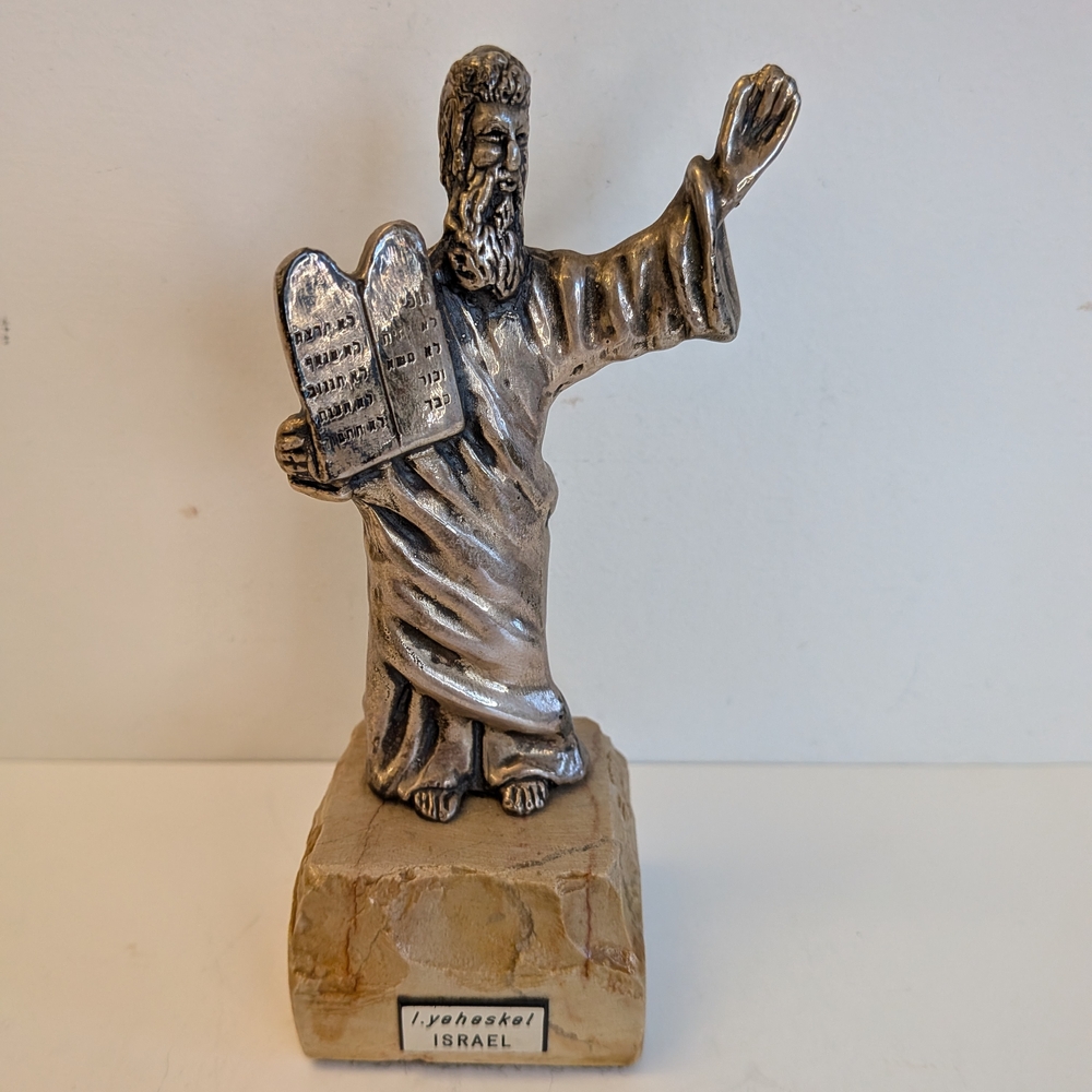 Sterling Silver 925 Moses 10 Commandments Sculpture Isaac Yeheskel Israel 5.5"